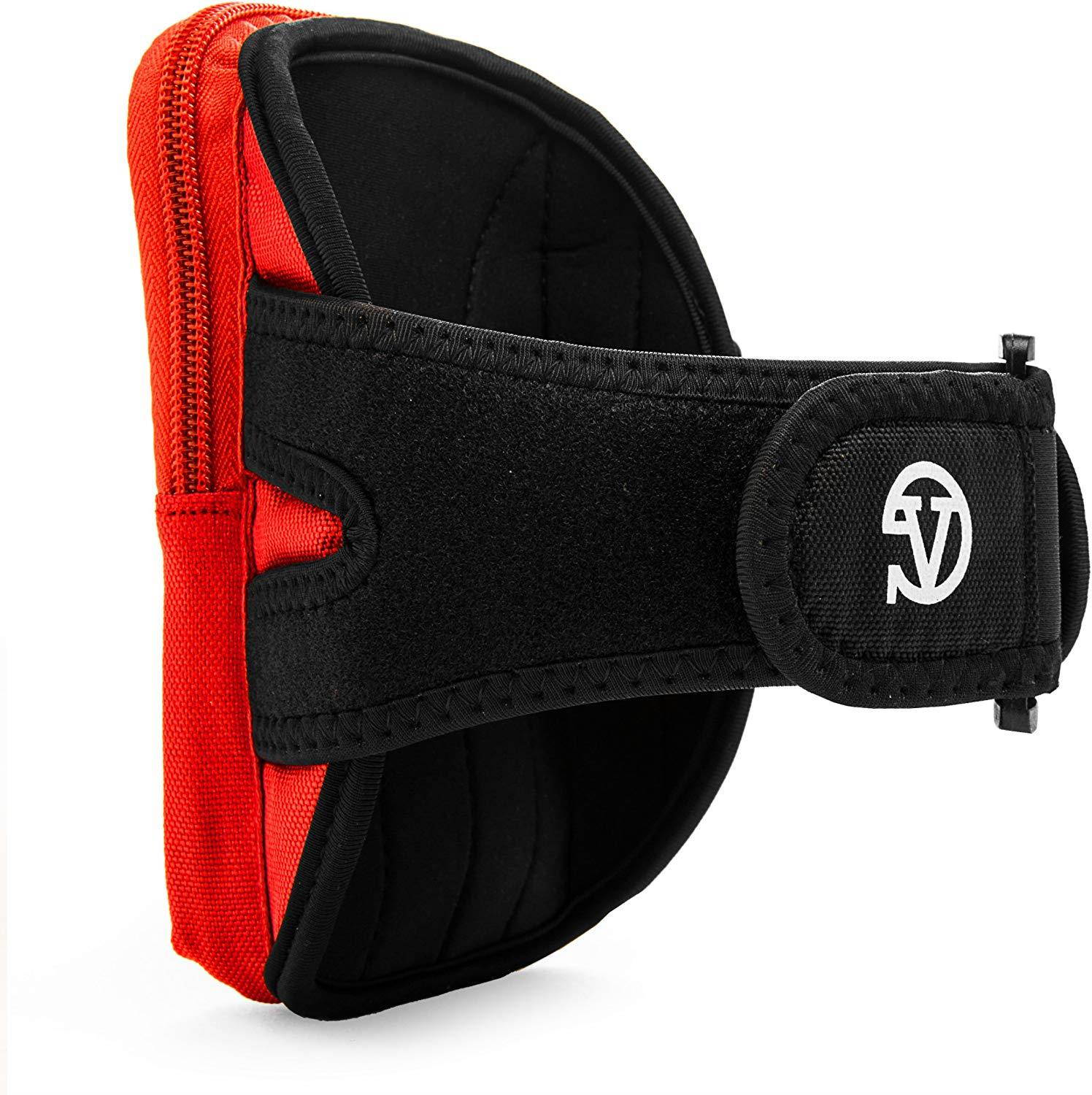 (Red) Great for Sport Enthusiasts VanGoddy Zippered Armlet Made with Nylon and Neoprene Protection for Running Climb Suitable for Motorola G G5, G5 Plus with Windshield Car Mount and Auxiliary Cable