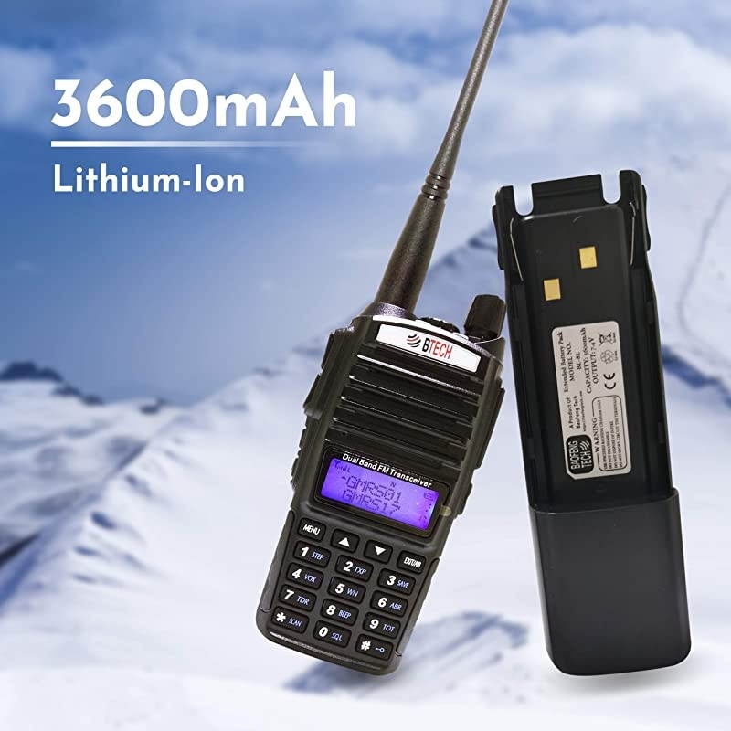 BL-8L 3600mAh Li-ion High Capacity Extended Battery Pack for BaoFeng and  UV-82 Series Radios, Compatible with GMRS-V1, MURS-V1, UV-82HP, UV-82C