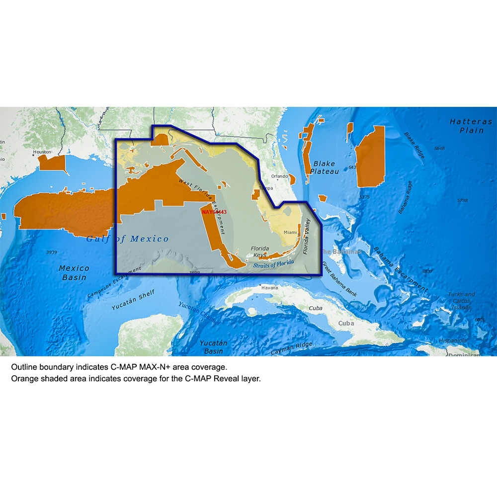 C-MAP REVEAL ULTRA HIGH RESOLUTION BATHYMETRIC CHART ST LUCIE INLET TO NEW ORLEANS