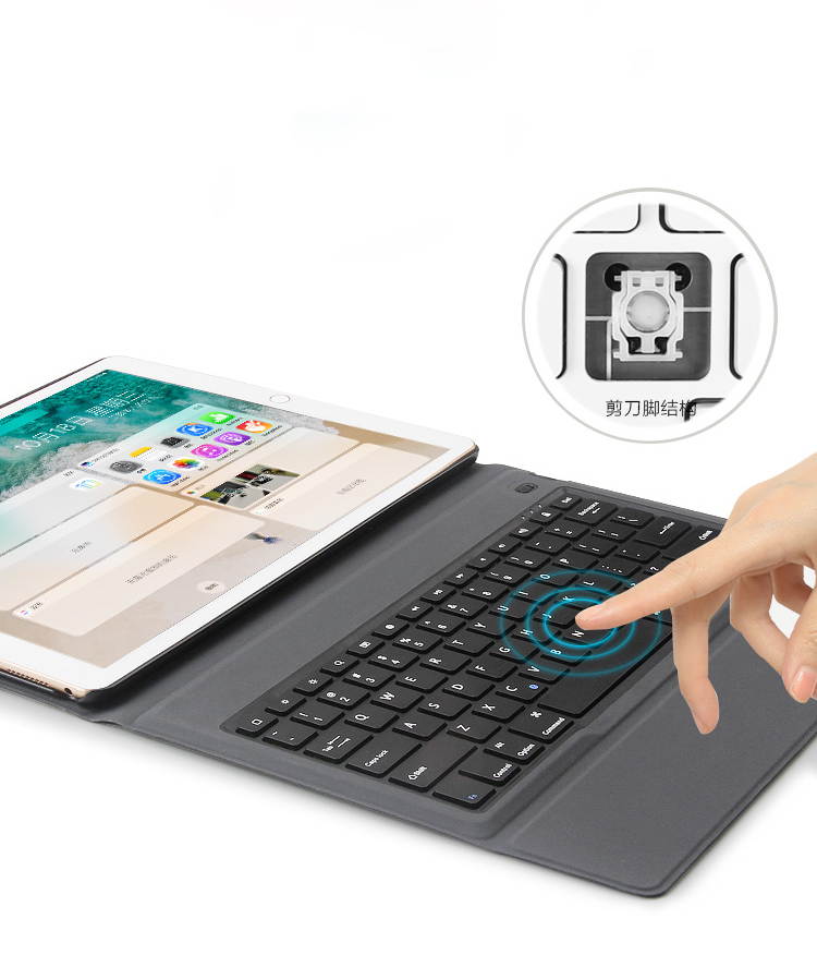 T129 Fashion ABS Keyboard Wireless Bluetooth 3.0 Keyboard for iPad Pro 12.9 with Protective Clamshell Leather Case Cover