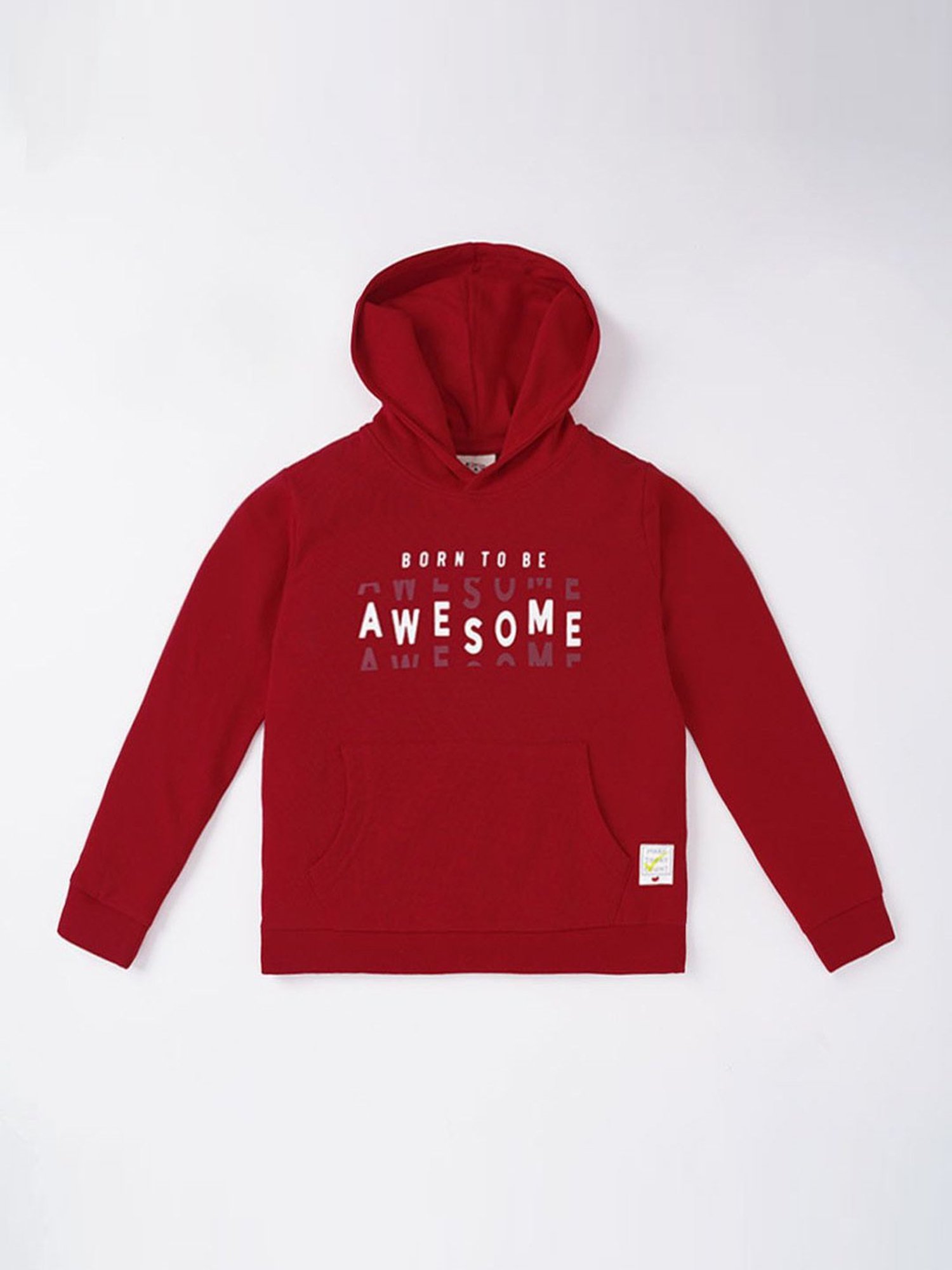 Ed-a-Mamma Kids Red Cotton Printed Full Sleeves Hoodie