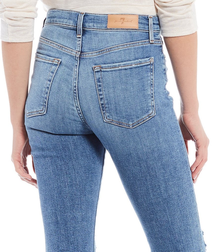 7 for all mankind High Waist Distressed Ankle Skinny Jeans