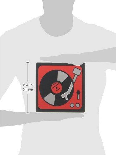 3drose Retro Red and Black Record Player - Mouse Pad