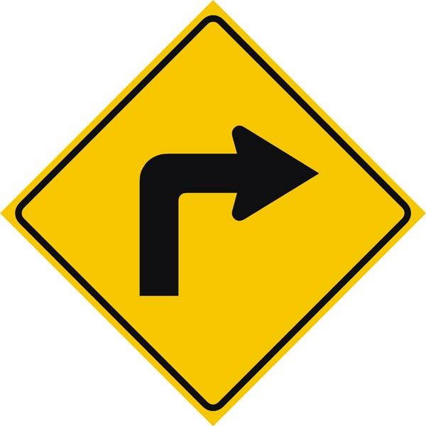Sharp Curve Sign (Right Arrow)