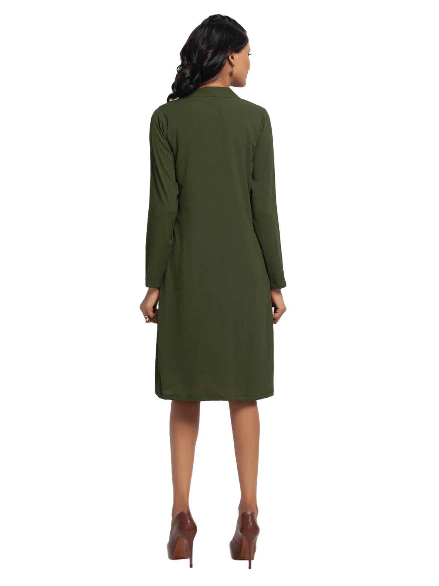 Office & You Green Full Sleeves Jacket With Tie Knot