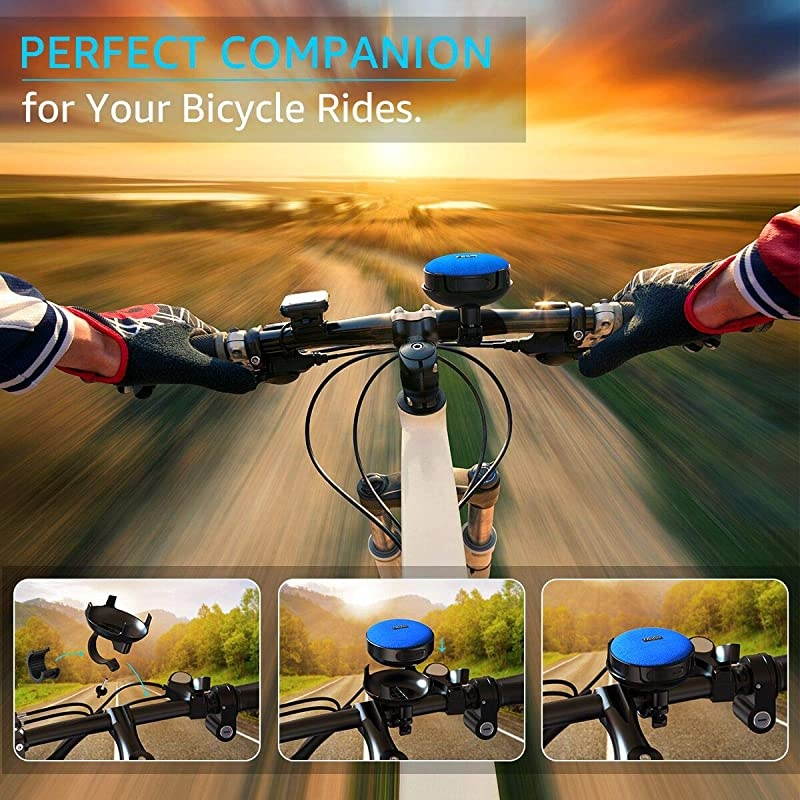 Bluetooth Bike Speaker with Detachable Bicycle Mount, IP65 Waterproof, Shockproof Dustproof for Outdoor Riding, Bluetooth 5.0 HD Sound, 10H Playtime, Built-in Mic