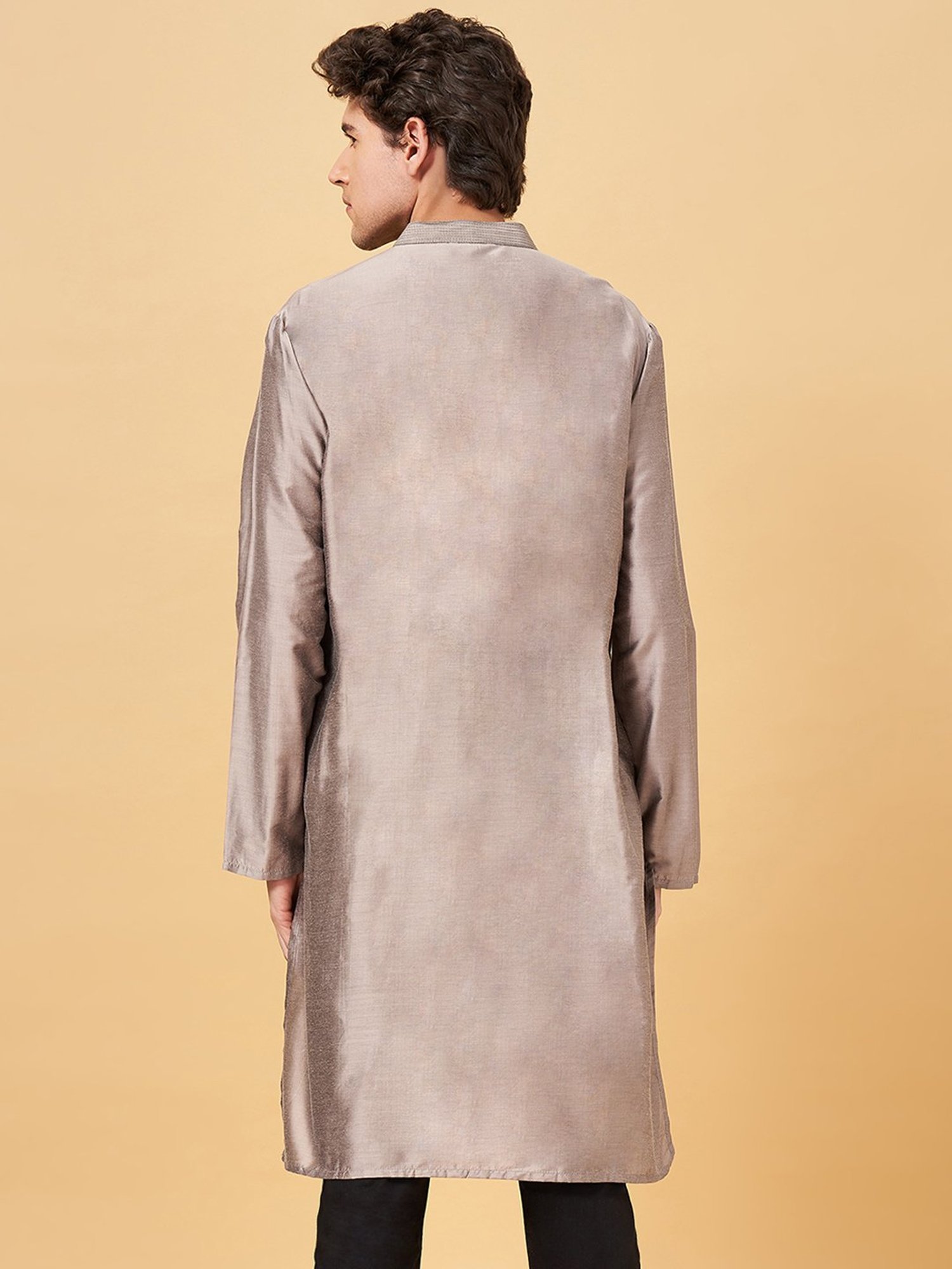 Indus Route by Pantaloons Taupe Regular Fit Kurta
