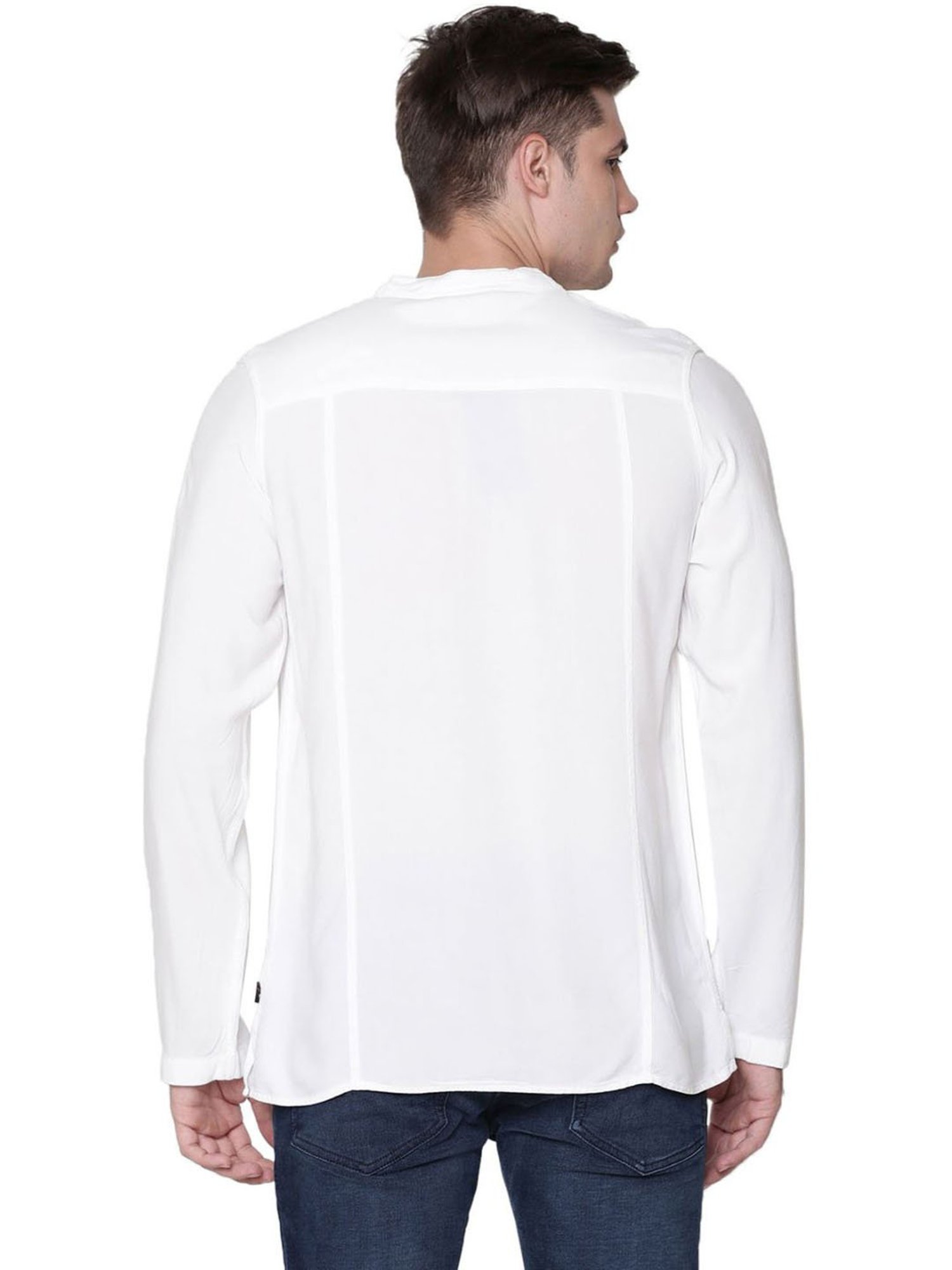 Identiti White Tapered Fit Short Kurta
