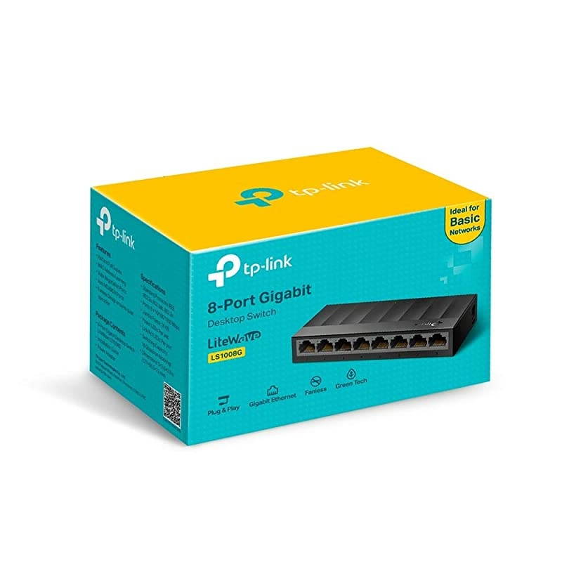Litewave 8 Port Gigabit Ethernet Switch | Desktop Ethernet Splitter | Plastic Case | Unshielded Network Switch | Plug Play | Fanless Quiet | Unmanaged LS1008G