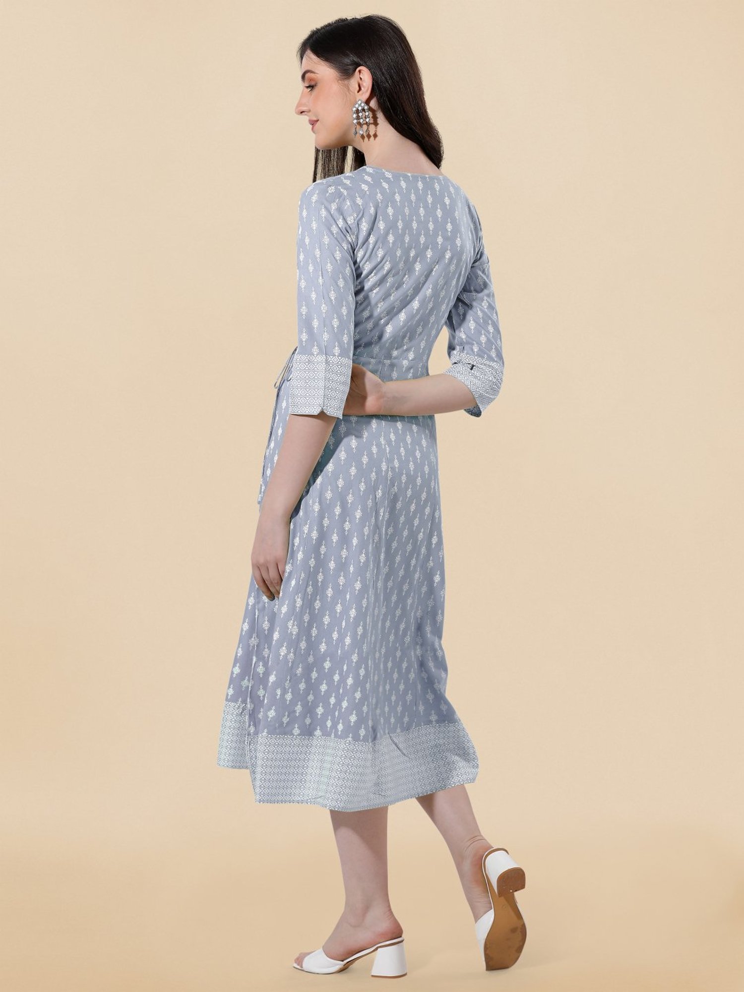 MIRCHI FASHION Grey Embroidered A-Line Dress