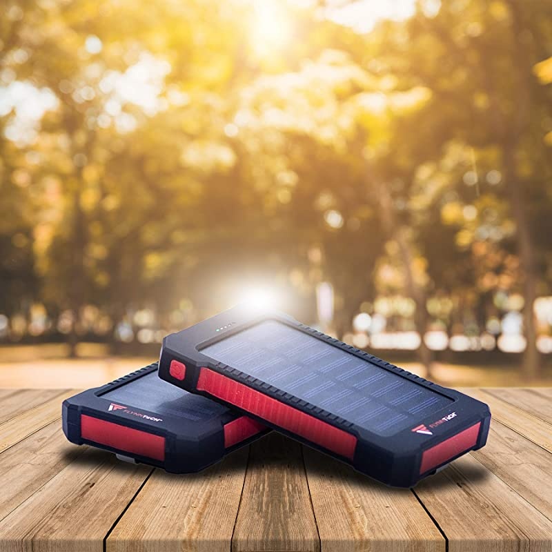 Solar Charger - Solar Powerbank &ndash; 10,000mah Charger - Best Waterproof Solar Charger for Phones, USB Devices, Tablets & MP3 Players - for Indoor & Outdoor Use - Compass inc