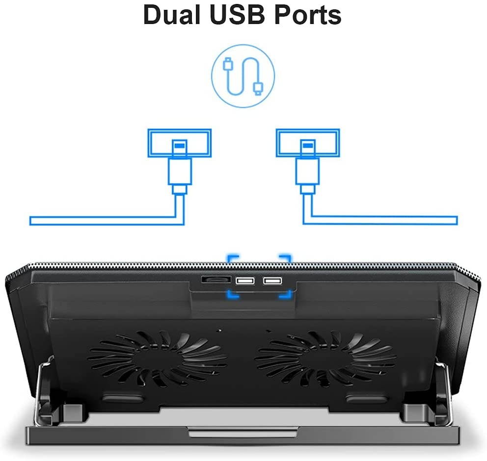 Yuangower Q100 Laptop Cooling Pad with 2 Fans 4-Level Height Adjustment Cooler Stand,Laptop Cooler,Notebook Cooler,Cooling Fan Portable