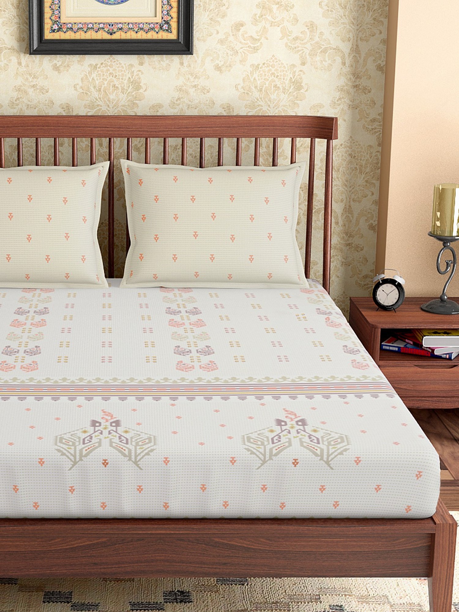 Maspar Purple 100% Cotton 200 TC Bed Sheet Set