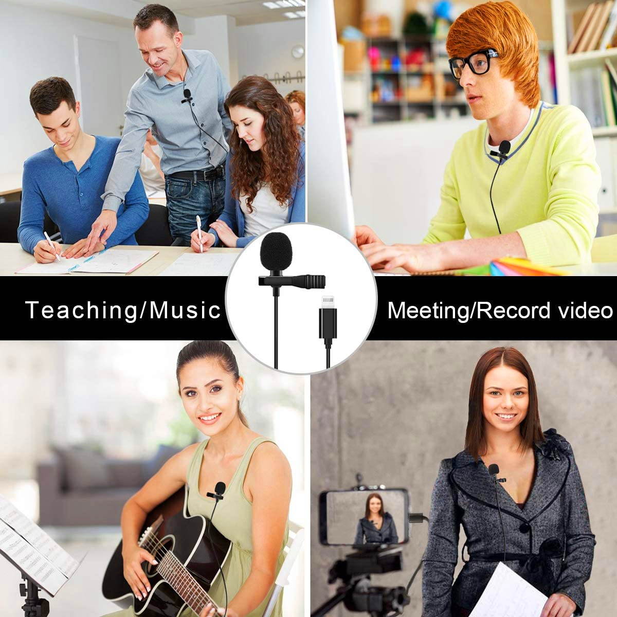 Multifunctional Loudspeaker Lavalier Clip/Lapel Clip Omnidirectional Condenser Microphone Wired Microphone is Suitable for Lightning Interface Equipment