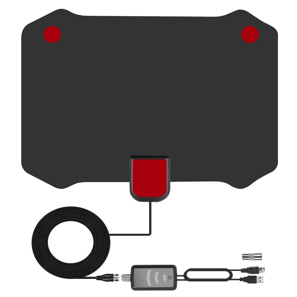 HDTV023 25dB Indoor Digital TV Aerial Digital HDTV Antenna 120 Miles with Signal Amplifier Booster TV Radius Antenna VHF UHF Antenna