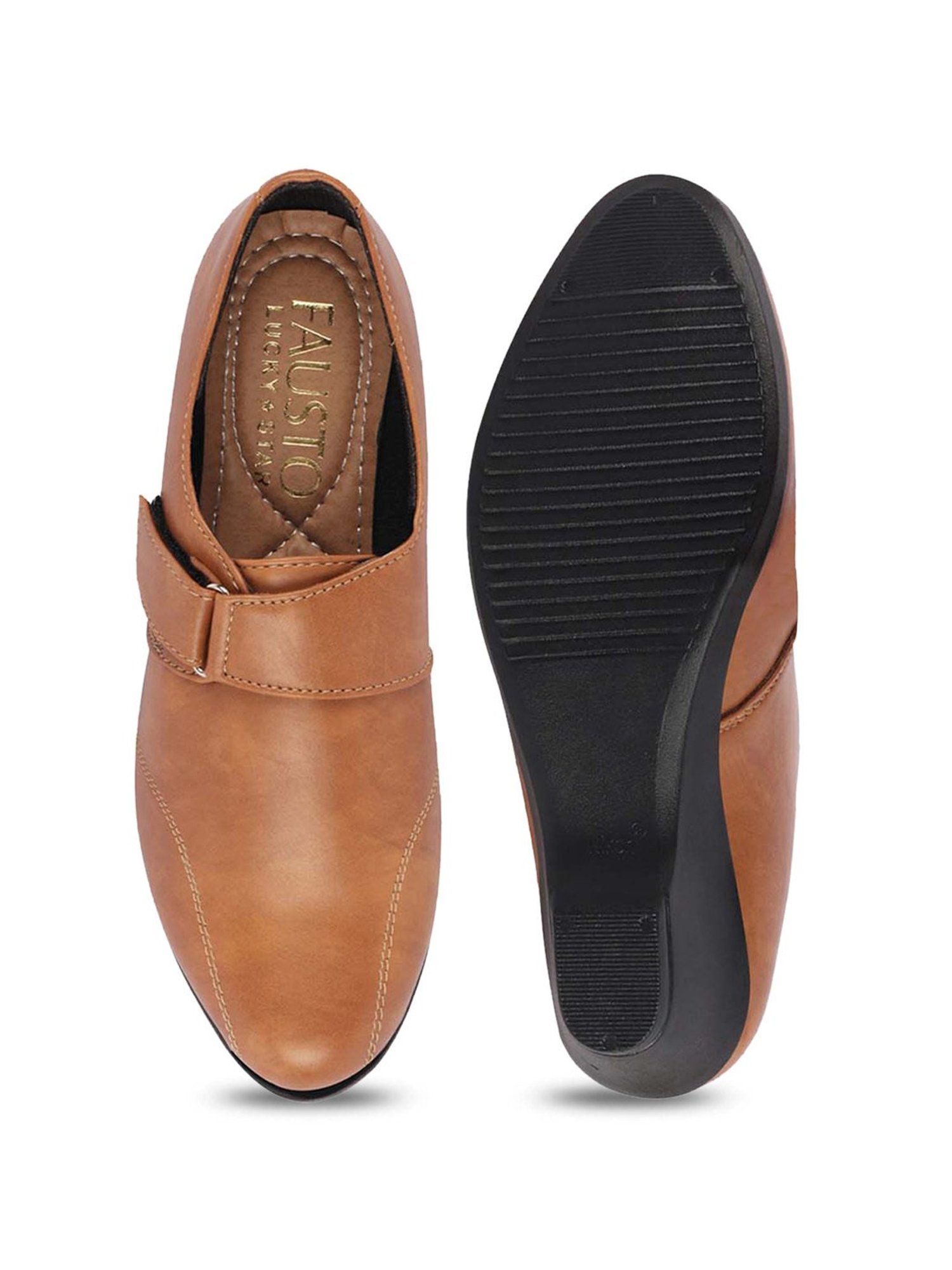 Fausto Women's Tan Wedge Loafers