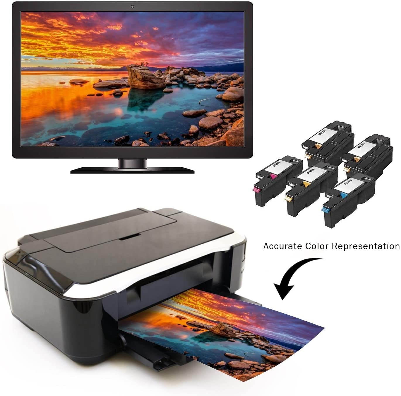 Limeink 5 Pack Compatible High Yield Laser Toner Cartridges Replacement for Dell E525W 525W 525 E525 DPV4T H3M8P (2 Black, 1 Cyan, 1 Magenta, 1 Yellow) Compatible with E525W E525DW Color Laser Printer