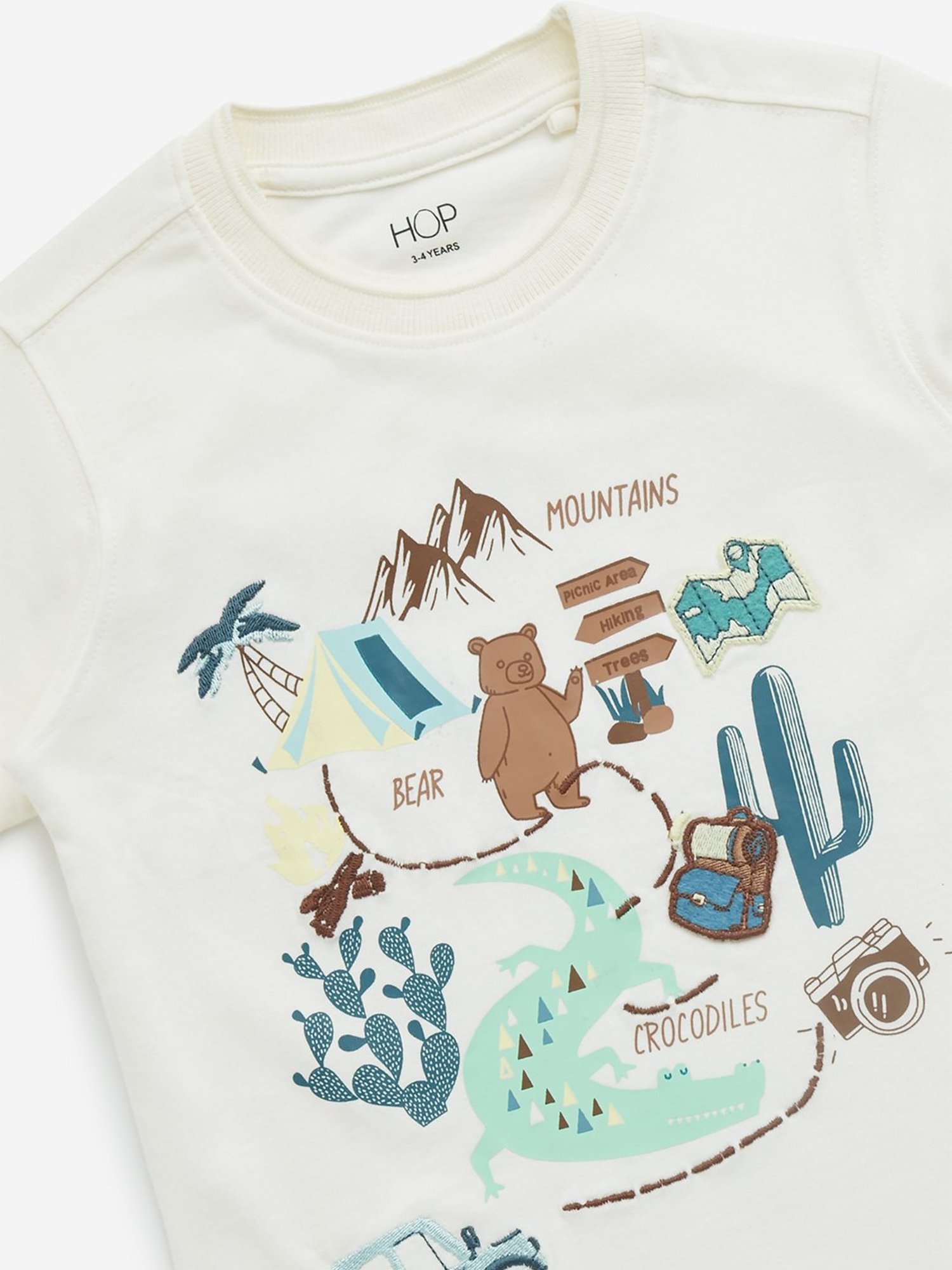 HOP Kids by Westside Off-White Travel-Inspired Cotton T-Shirt