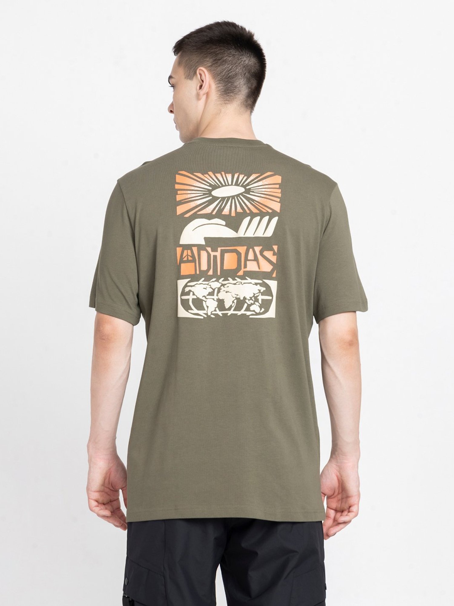 adidas Green Regular Fit Cotton Crew T-Shirt