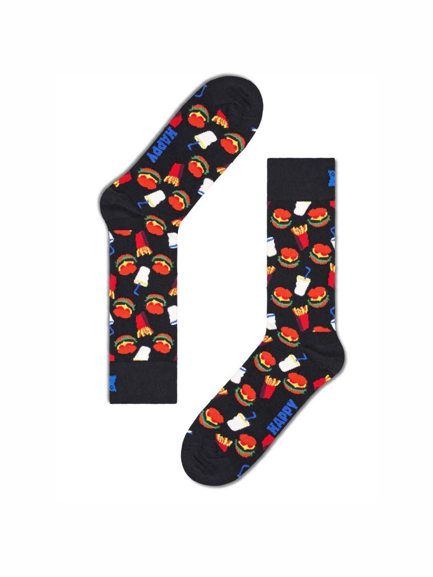 Happy Socks Hamburger Black Cotton Printed Socks (41-46)