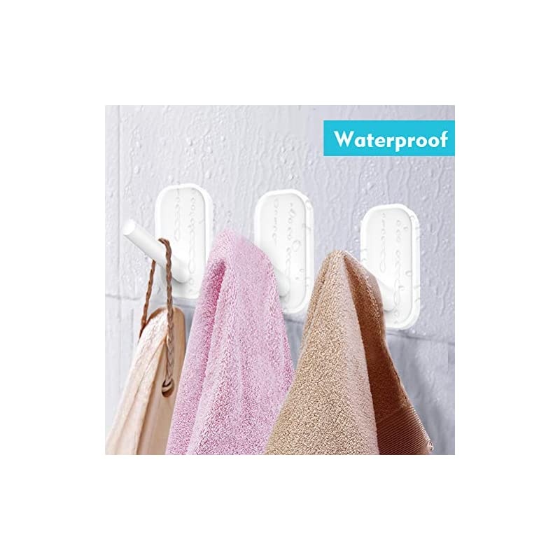 Hooks, Heavy Duty Wall Hooks, Towel Hooks for Bathrooms 12 Value Pack, Clear Frosted Strips Hooks White Decorate, Sticky Hook for Backpack, hat, Scarf, Belt, Hanging Coats, Water-Resistant
