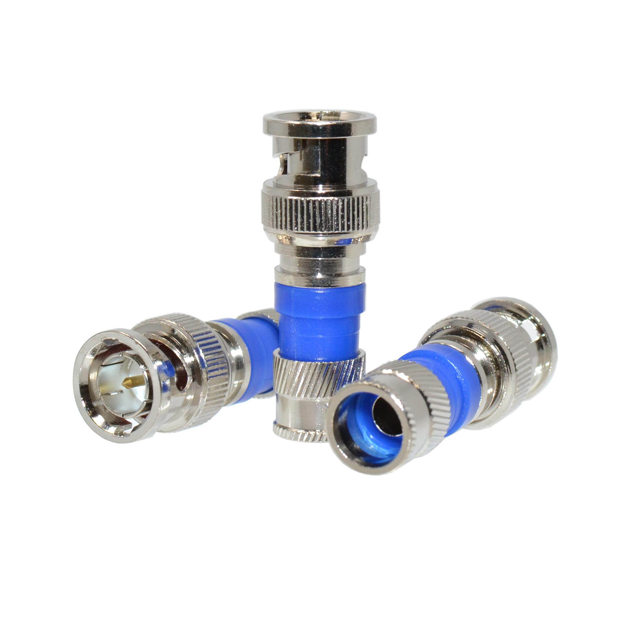 50 Pack BNC Compression Connector Adapter for RG6 Coax Cable Dual Shield CCTV