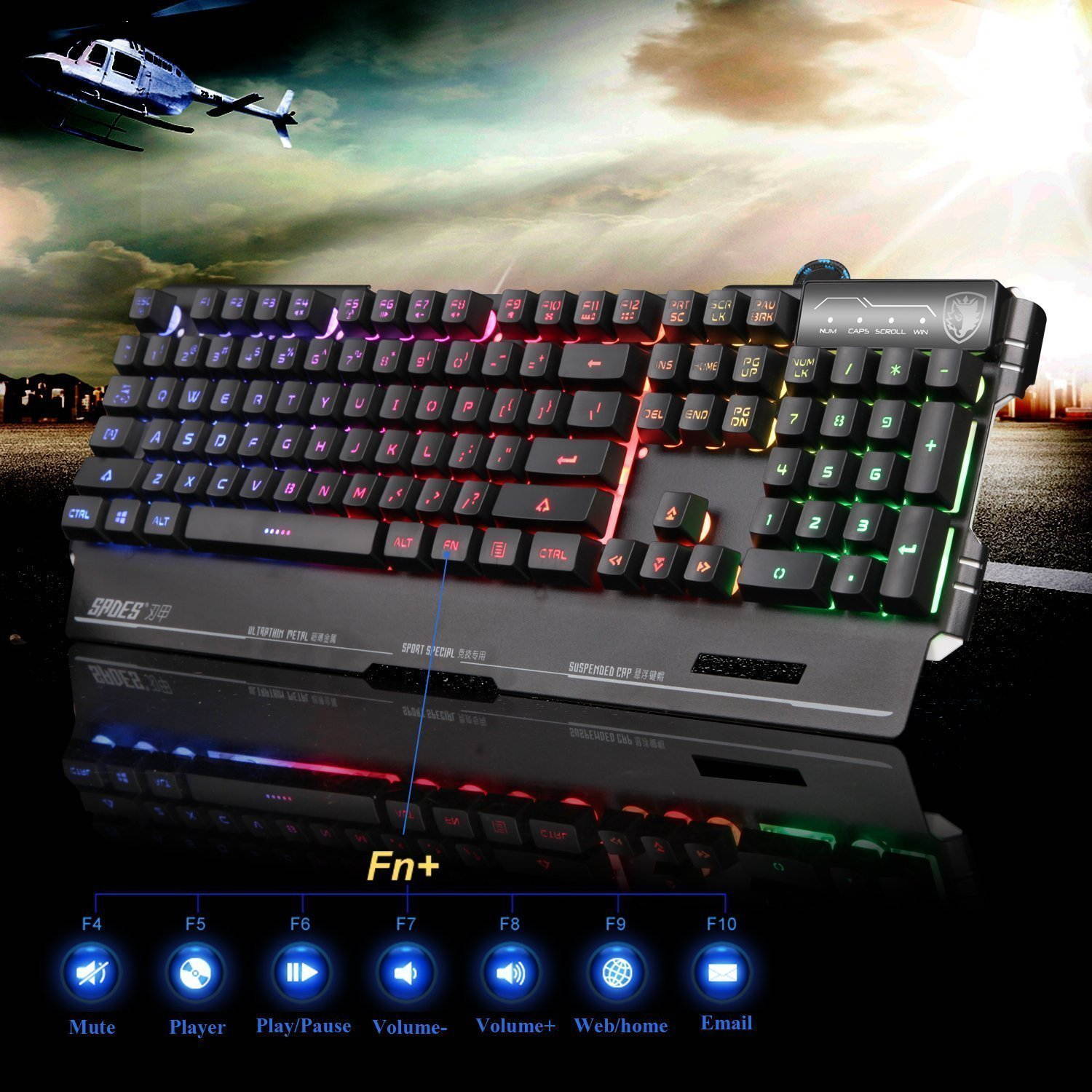 MK1 PC Mechanical Gaming Keyboards - Red LED Backlit Mechanical Keyboard - USB Mechanical Computer Keyboard Wired Blue Switches for MAC/PC Gamers(Black)