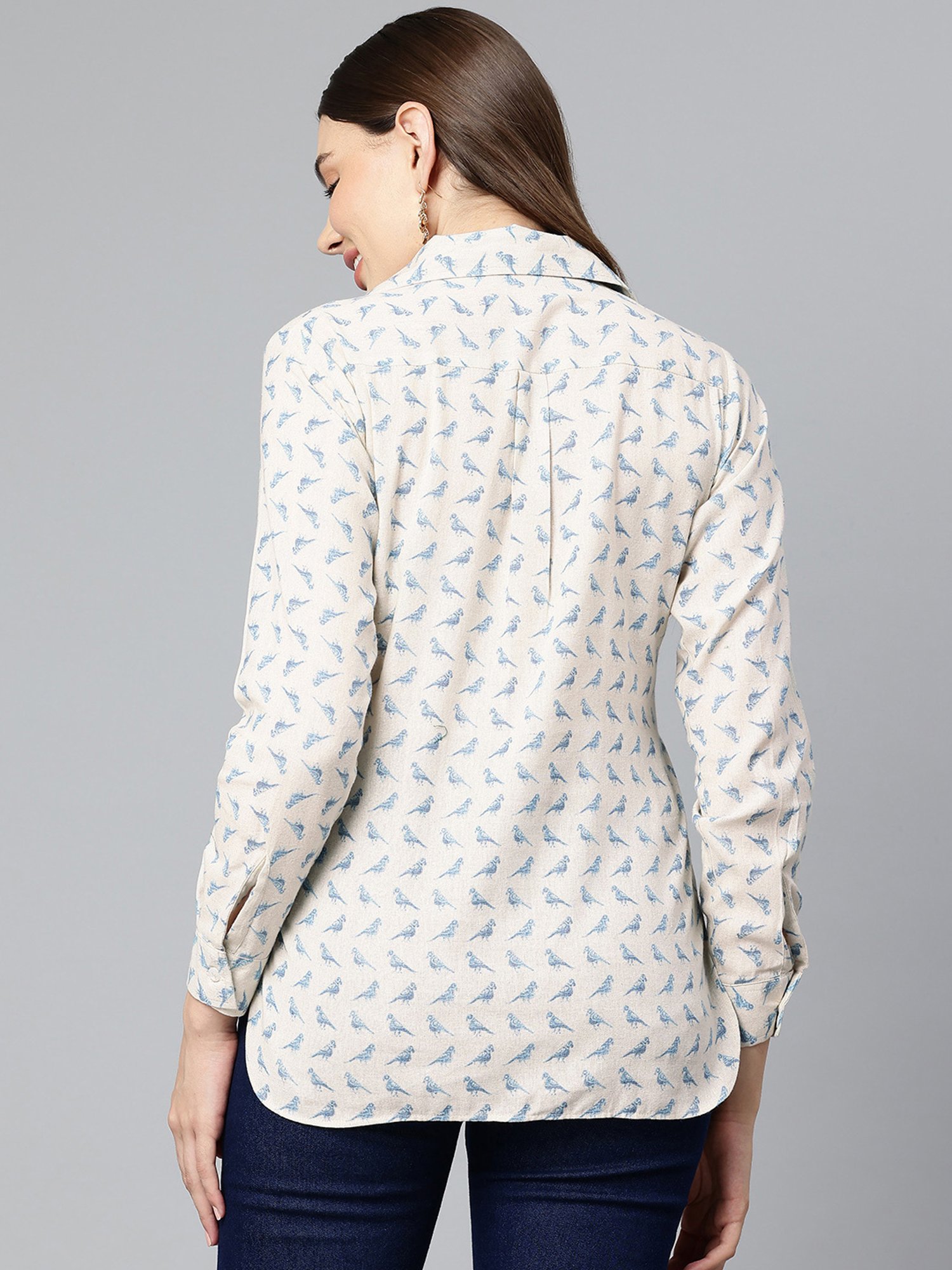 One Femme Off White Self Design Shirt