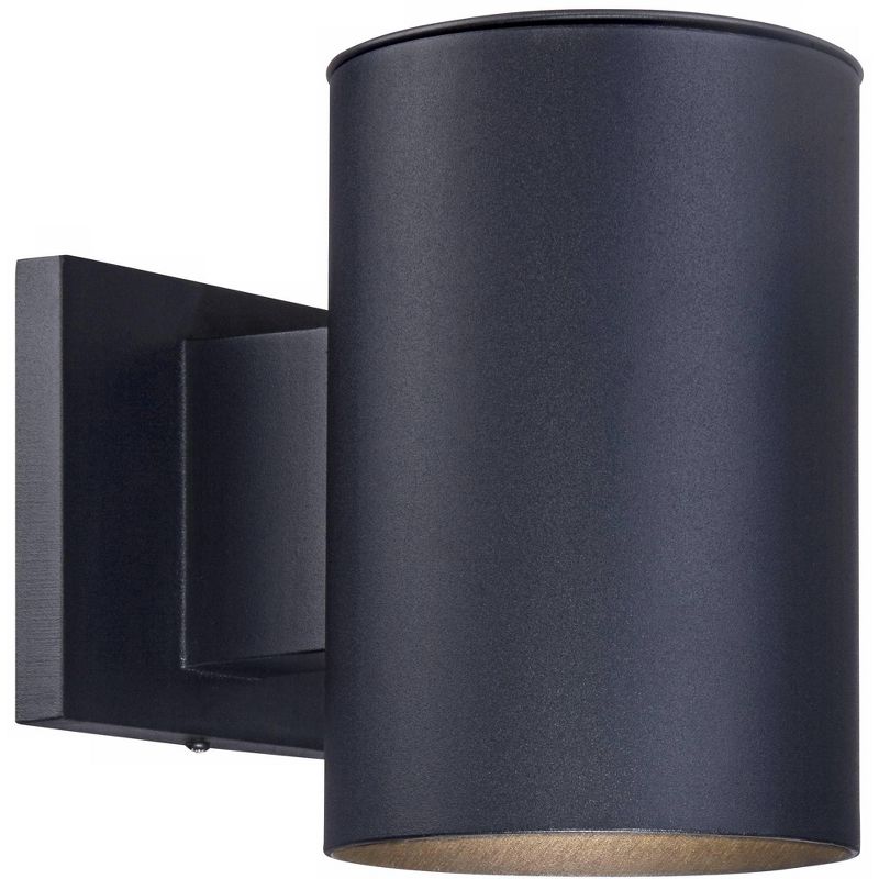 Possini Euro Design Modern Outdoor Wall Light Fixture LED Black 7 1/2" Cylinder Downlight for Exterior House Porch Patio Deck