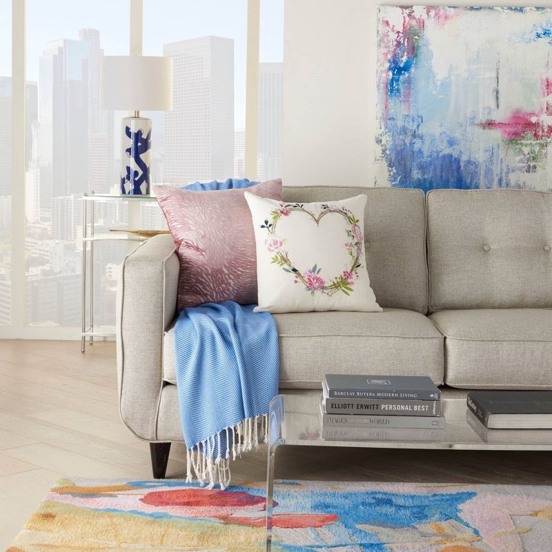 Life Styles Embroidered Heart Square Throw Pillow - Mina Victory