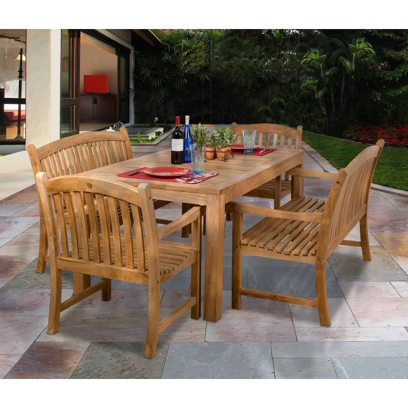 Geneve 5pc Teak Wood Patio Dining Set - International Home Miami