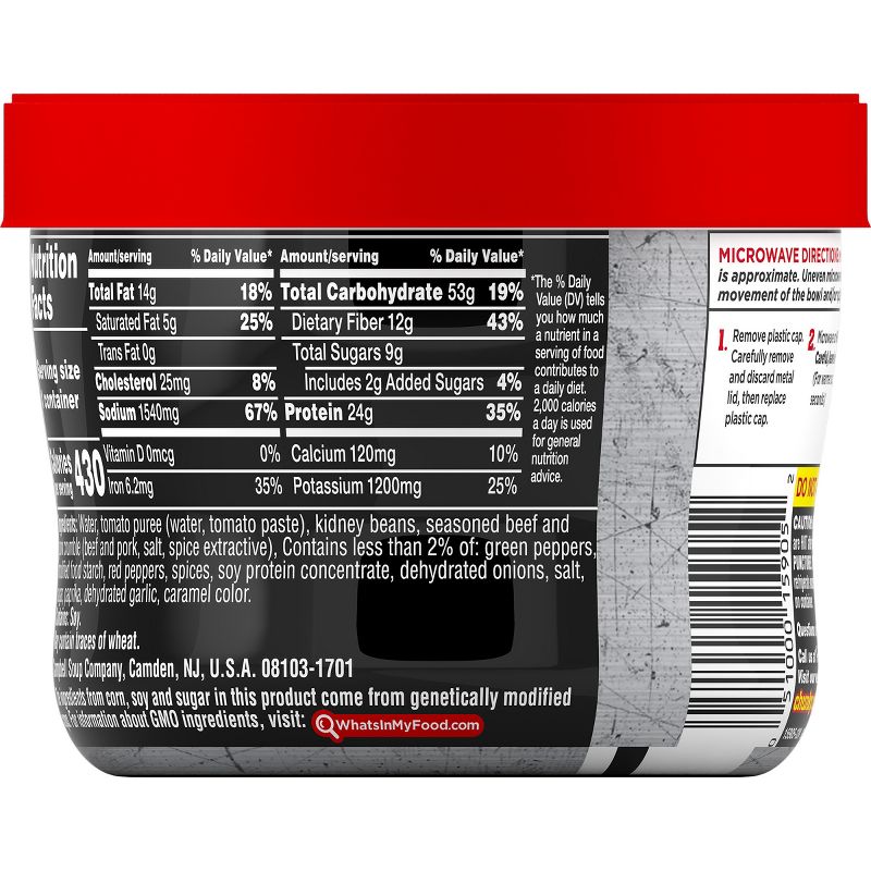 Campbell's Chunky Hot & Spicy with Bean Firehouse Chili Microwaveable Bowl 15.25oz