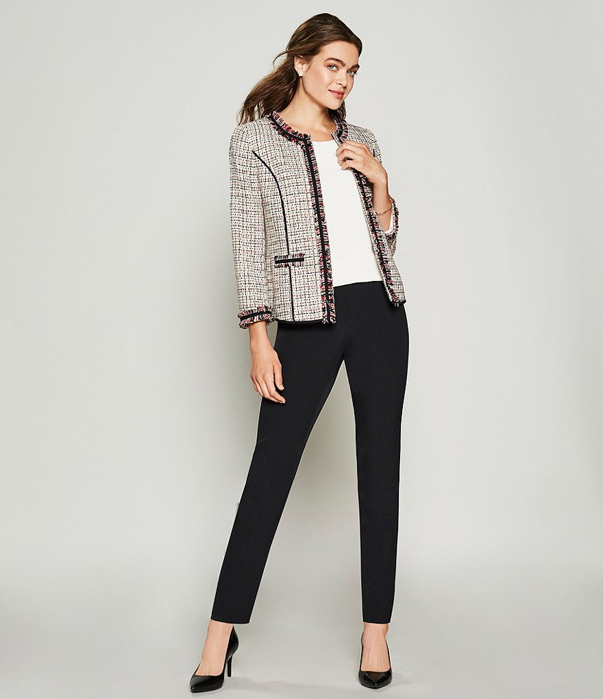 Anne Klein Stretch Crepe Slim Straight Leg Ankle Pants