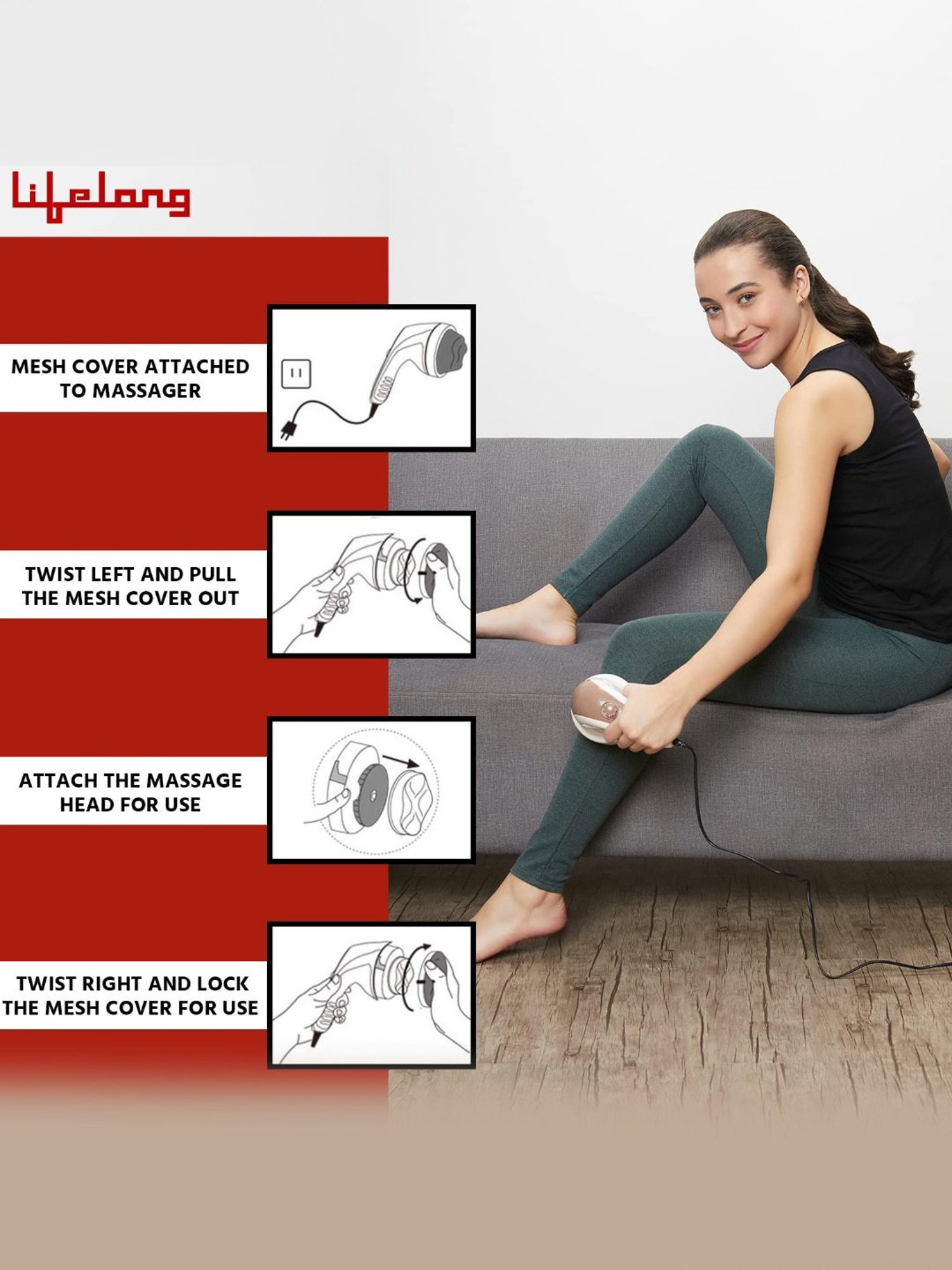 Lifelong LLM27 Electric Handheld Full Body Massager (Brown)