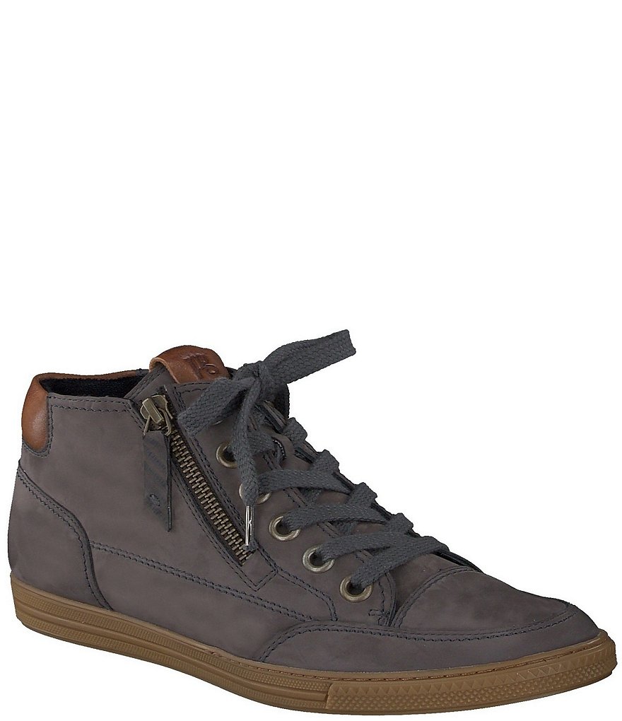 Paul Green Felicity Lace-Up Side Zipper Leather Sneakers