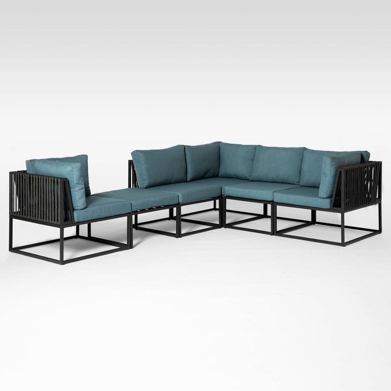 6pc Outdoor Cord Modular Sectional - Blue - Saracina Home