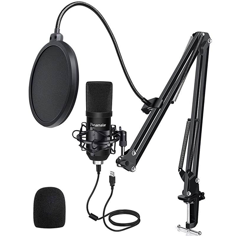 USB Condenser Microphone Kit192Khz24Bit Studio Recording Microphone PC Streaming Cardioid Mic with Professional Sound Chipset Flexible Arm Pop Filter Set for YouTube Video Podcast Game