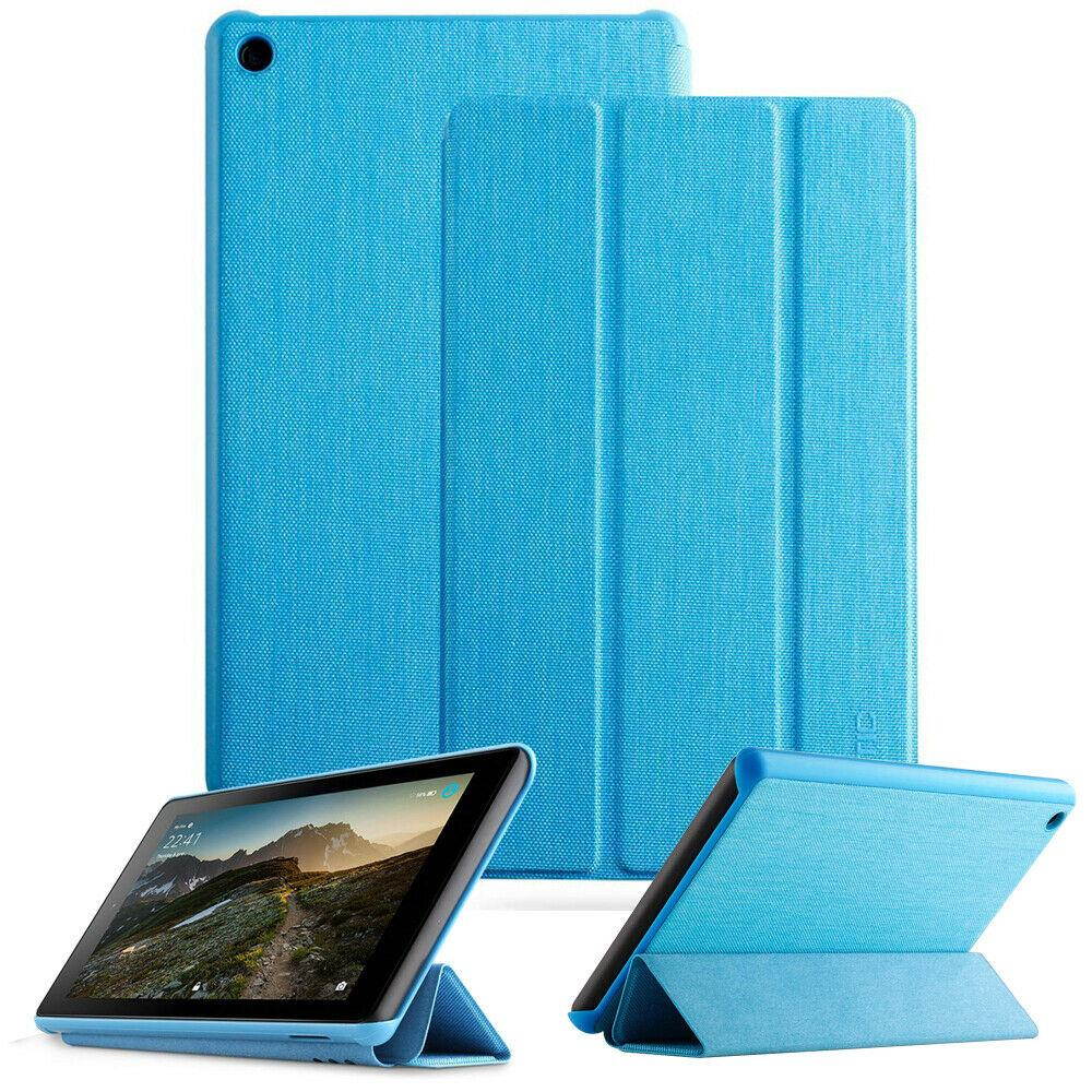 For Fire 7 (2019) Tablet Soft Leather Smart Cover Case w/Auto Sleep/Wake Blue