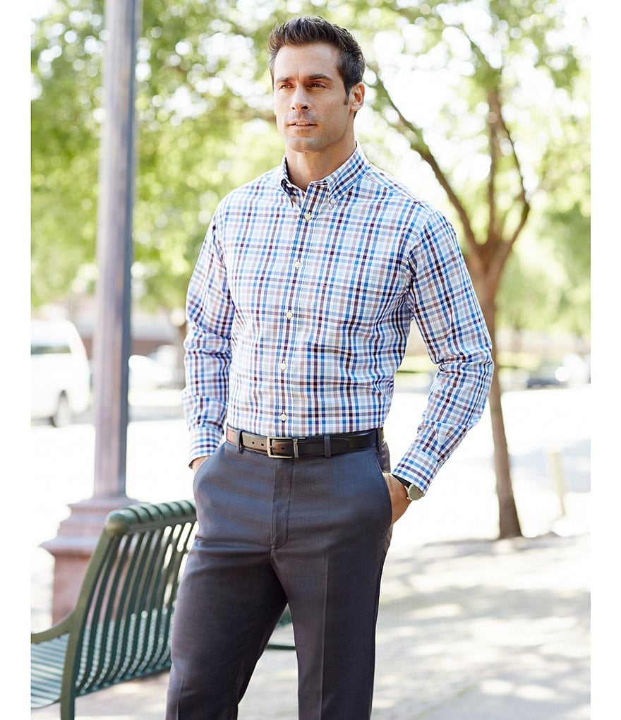 Roundtree & Yorke TravelSmart Luxury Gabardine Ultimate Comfort Classic Fit Flat Front Non-Iron Dress Pants