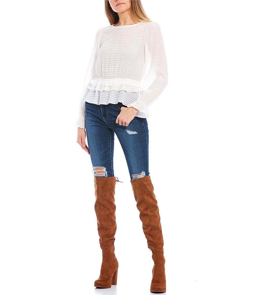 Love & Piece Long Sleeve Ruffle Peplum Top