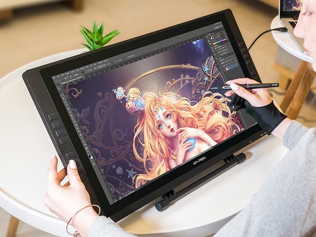 XP-PEN Artist22E Pro Drawing Pen Display Graphic Monitor IPS Monitor 8192 Level Pen Pressure Drawing Pen Tablet Dual Monitor with 16 Express Keys and Adjustable Stand 21.5 Inch