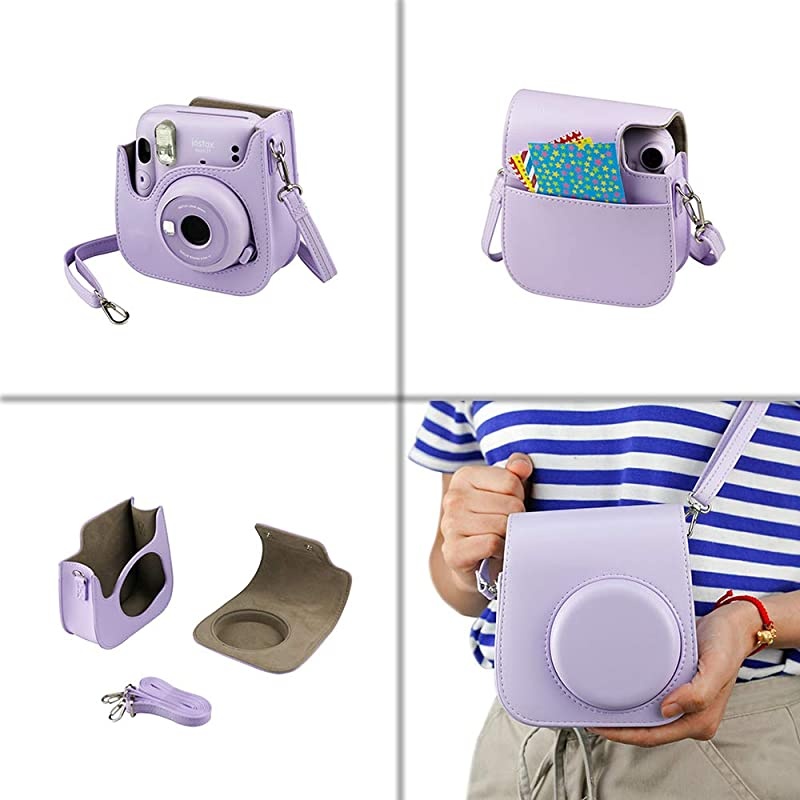 Instax Mini 11 Instant Camera Lilac Purple 16654803 + Instax Mini Twin Pack Instant Film 16437396 + Single Pack Rainbow Film + Case + Travel Stickers