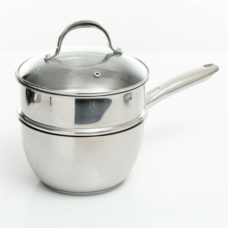 Oster Ridgewell 13 piece Stainless Steel  Belly Shape Cookware Set in Silver Mirror Polish with Hollow Handle