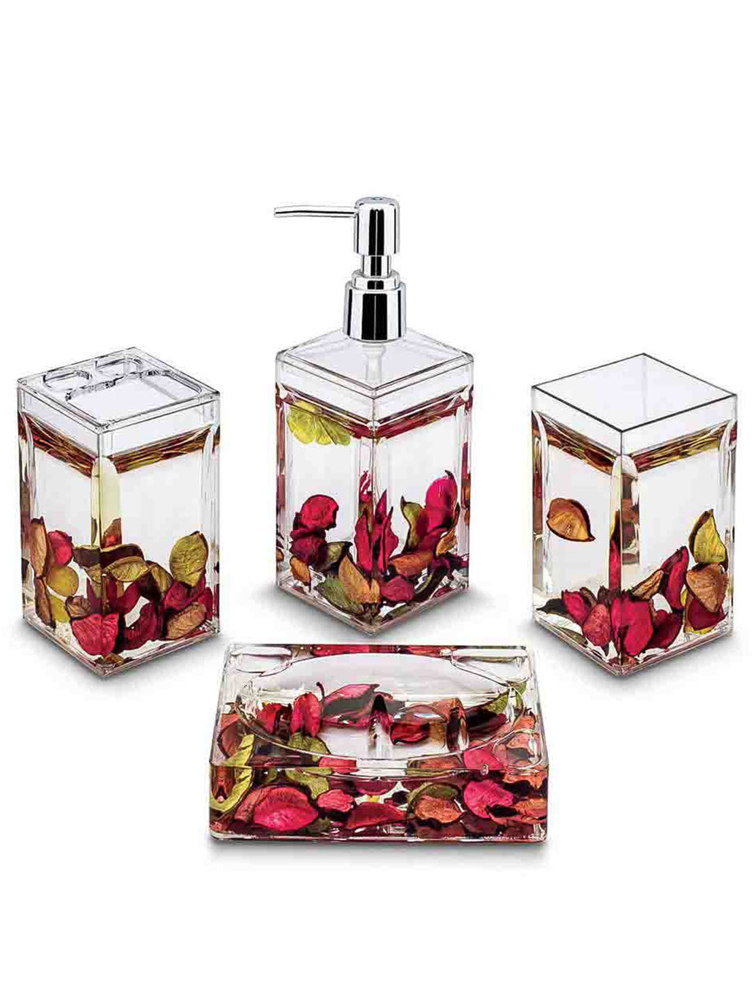 Freelance Red Acrylic Set of 4 Bathroom Accessories