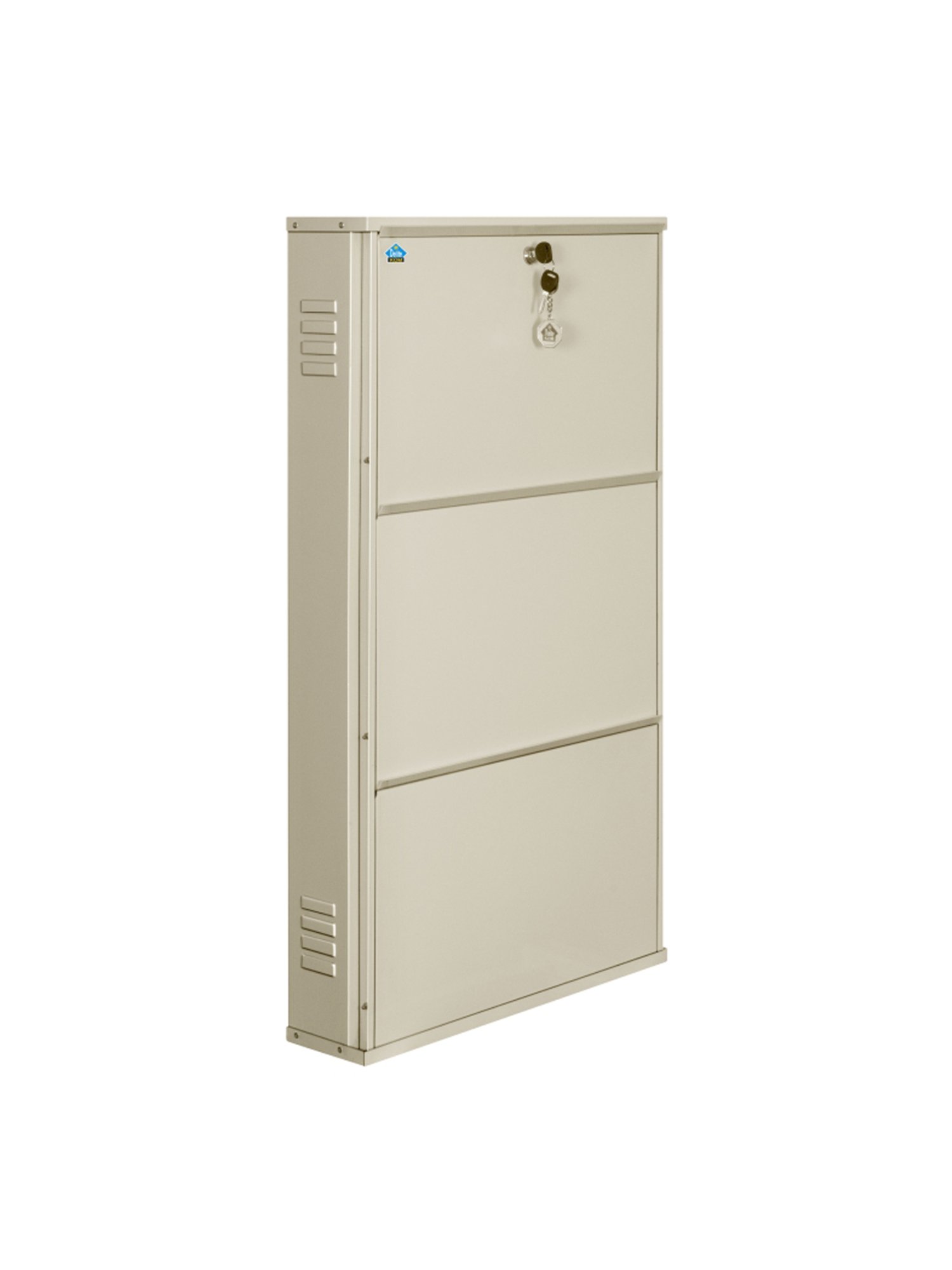 Delite Kom Metal Shoe Rack - 20" 3 Shelf, Ivory, PowderCoat, Wall Mount, DIY