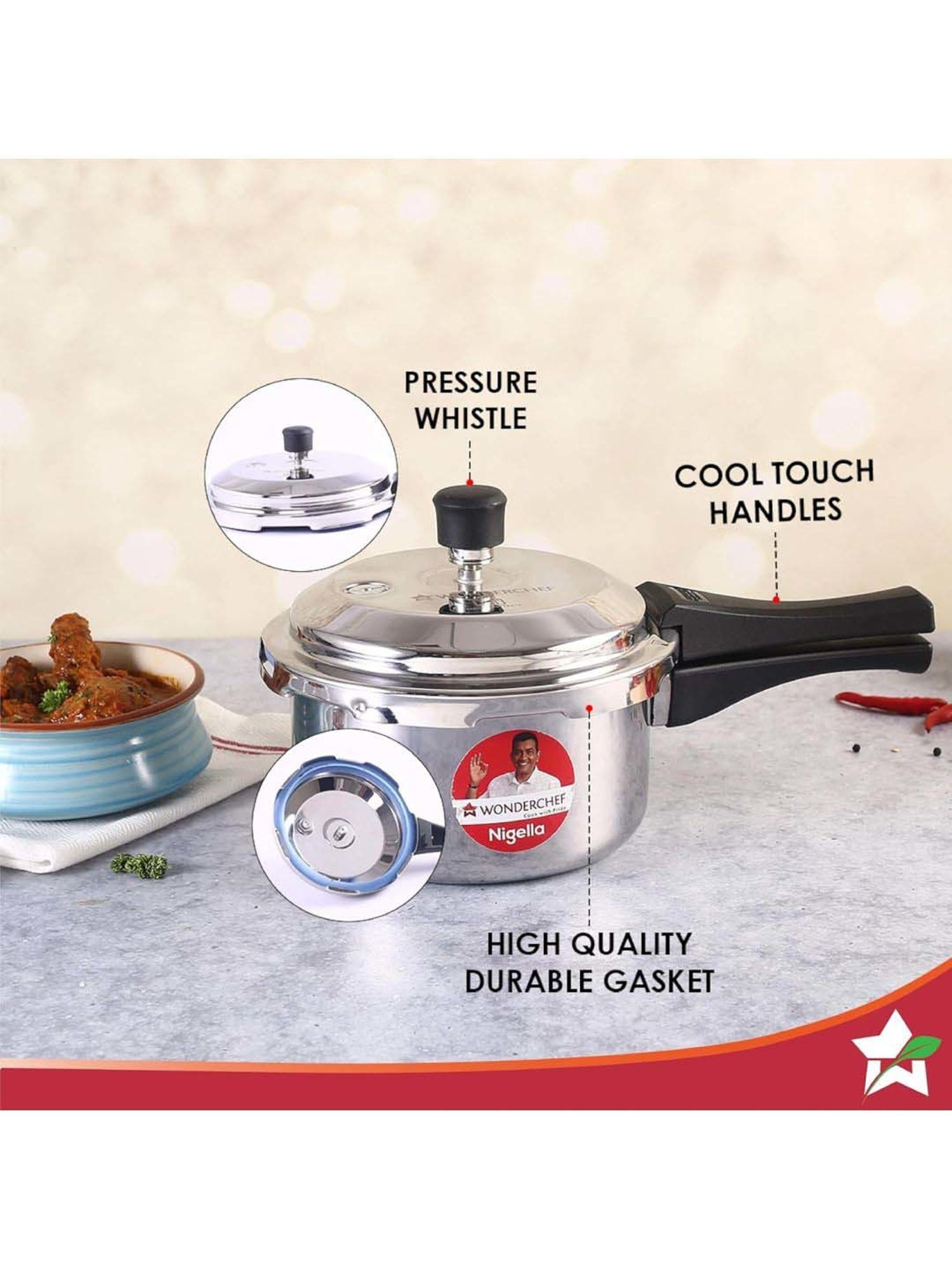 Pigeon Silver Stainless steel Pressure Cooker (10 L)