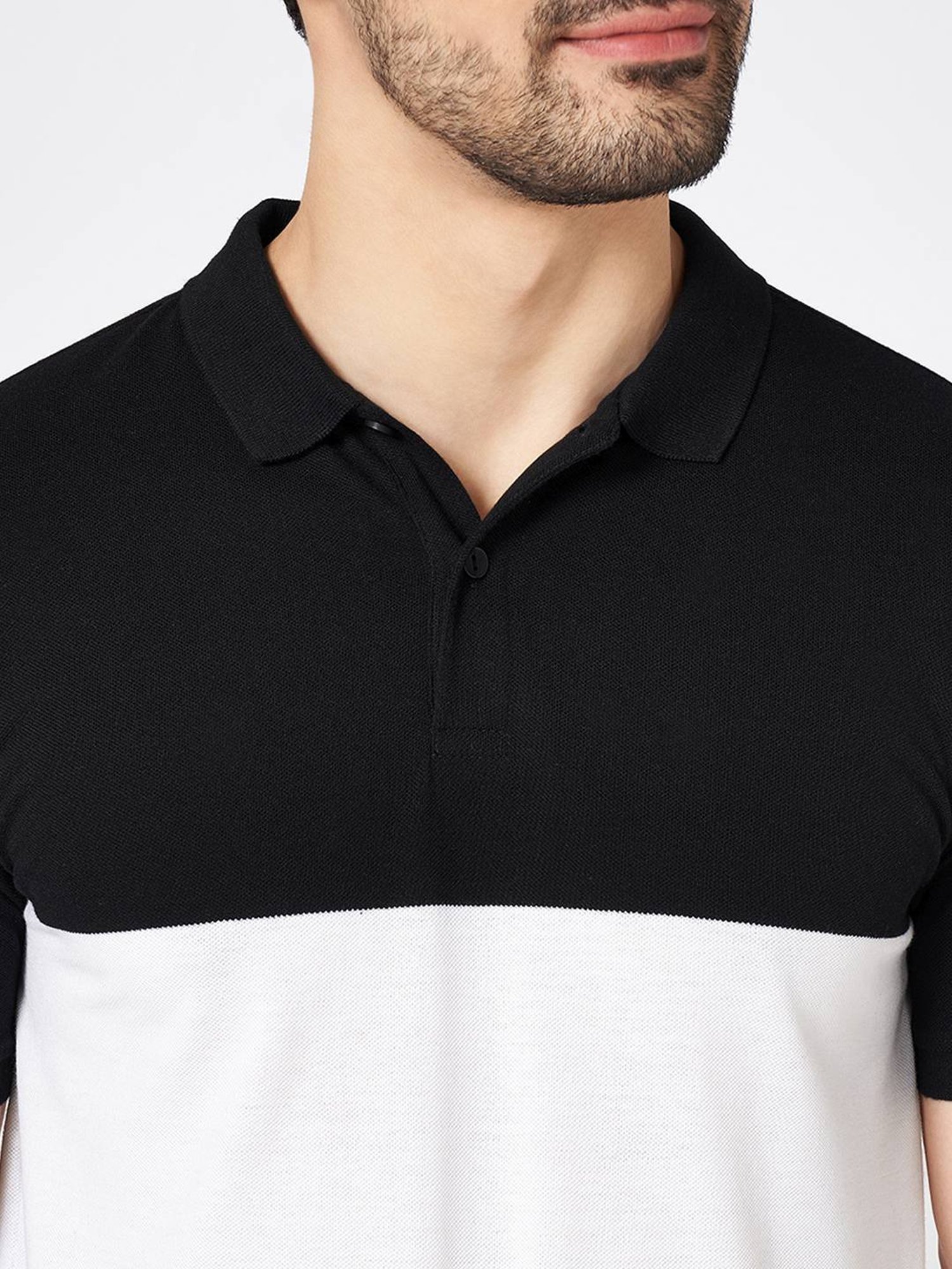 Byford By Pantaloons Multicolored Cotton Slim Fit Colour Block Polo T-Shirt