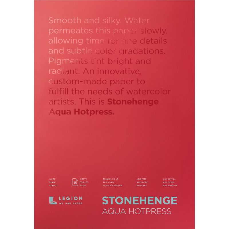 Stonehenge Aqua Block Hotpress Pad 12"X16" 15 Sheets/Pkg-White 140lb