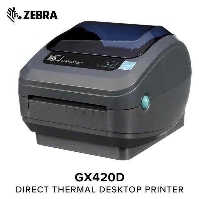 Zebra - GX420d Direct Thermal Desktop Printer for Labels, Receipts, Barcodes, Tags, and Wrist Bands - Print Width of 4 in - USB, Serial, and Parallel Port Connectivity (Renewed)