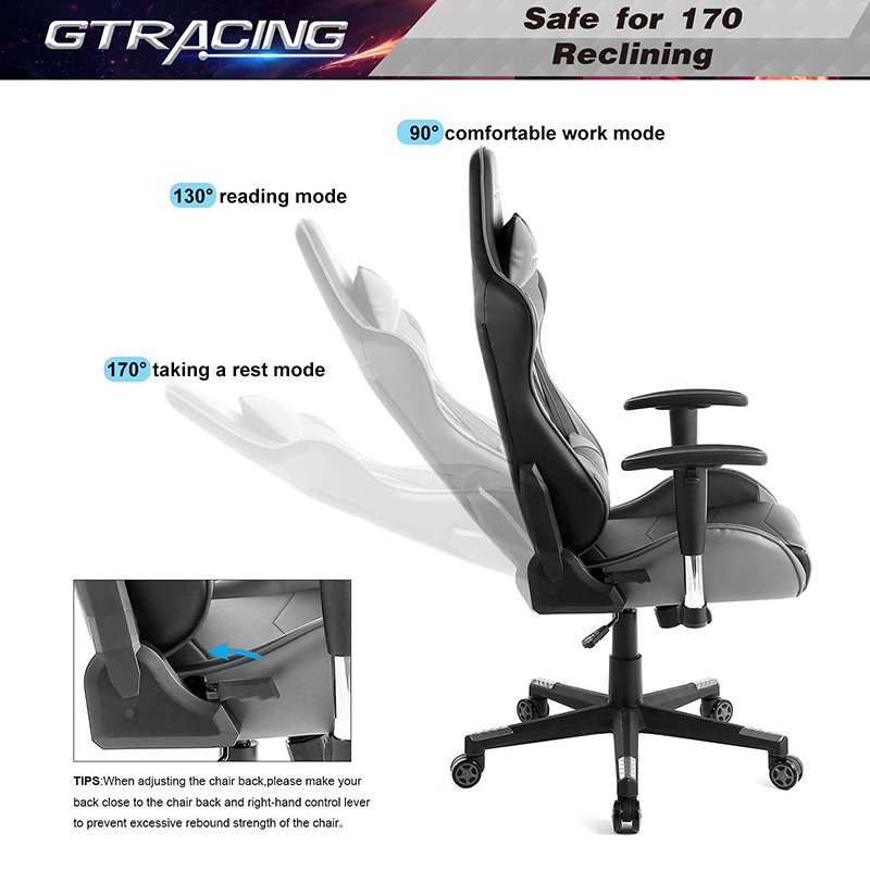 GTRACING Gaming Chair Racing Office Computer Ergonomic Video Game Chair Backrest and Seat Height Adjustable Swivel Recliner with Headrest and Lumbar Pillow Esports Chair